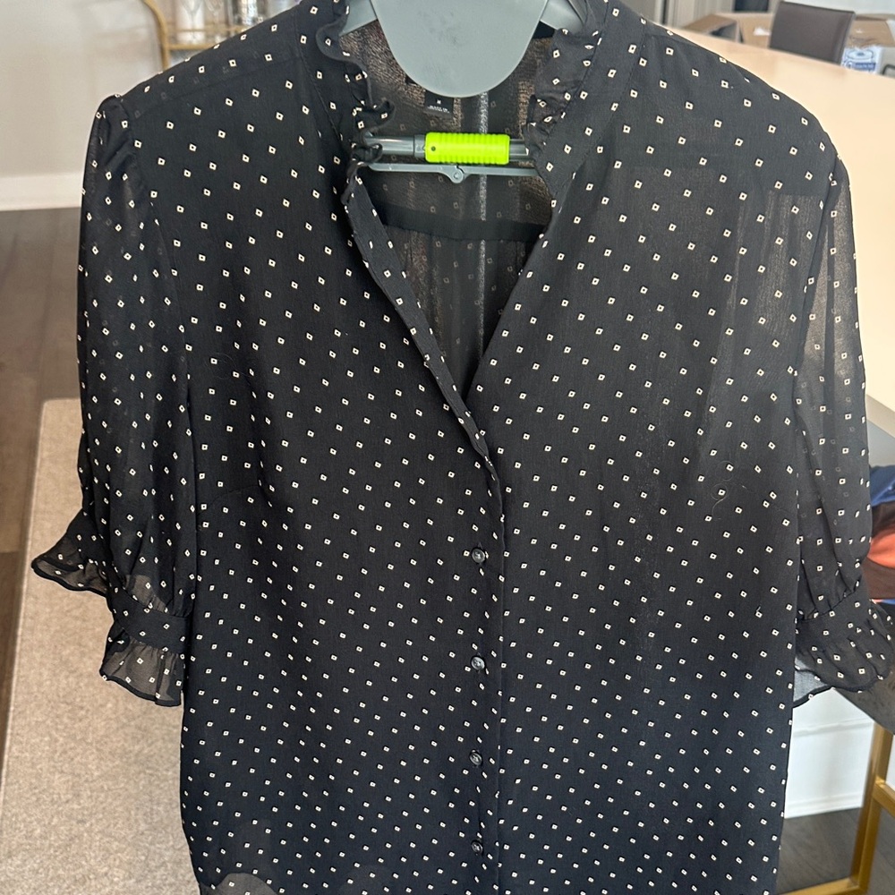 Ann Taylor Black and White Polka Dot Blouse